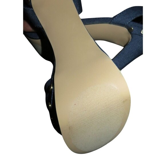 Shoedazzle Alana Chambray Blue Denim Studded Slingback Platform Heels size 8.5 t - Picture 9 of 12